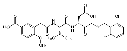 (S)-3-((S)-2-(2-(5-acetyl-2-methoxyphenyl)acetamido)-3-methylbutanamido)-5-((2-chloro-6-fluorobenzyl)thio)-4-oxopentanoic acid CAS:294859-29-3 manufacturer & supplier