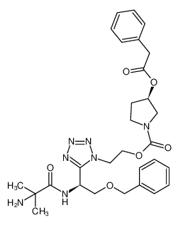 1-Pyrrolidinecarboxylic acid, 3-[(phenylacetyl)oxy]-,2-[5-[(1S)-1-[(2-amino-2-methyl-1-oxopropyl)amino]-2-(phenylmethoxy)ethyl]-1H-tetrazol-1-yl]ethyl ester, (3R)- CAS:295335-52-3 manufacturer & supplier