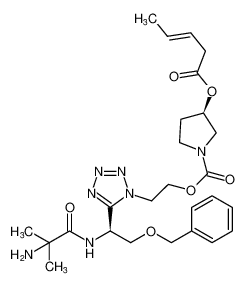 1-Pyrrolidinecarboxylic acid, 3-[[(3E)-1-oxo-3-pentenyl]oxy]-,2-[5-[(1S)-1-[(2-amino-2-methyl-1-oxopropyl)amino]-2-(phenylmethoxy)ethyl]-1H-tetrazol-1-yl]ethyl ester, (3R)- CAS:295335-68-1 manufacturer & supplier