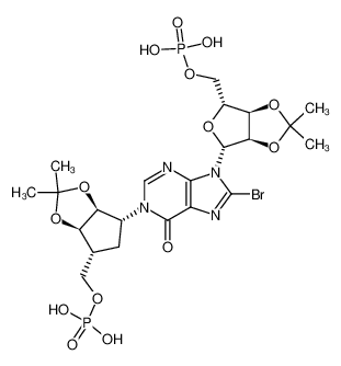 Phosphoric acid mono-{(3aR,4R,6R,6aR)-6-[8-bromo-1-((3aS,4R,6R,6aR)-2,2-dimethyl-6-phosphonooxymethyl-tetrahydro-cyclopenta[1,3]dioxol-4-yl)-6-oxo-1,6-dihydro-purin-9-yl]-2,2-dimethyl-tetrahydro-furo[3,4-d][1,3]dioxol-4-ylmethyl} ester CAS:2