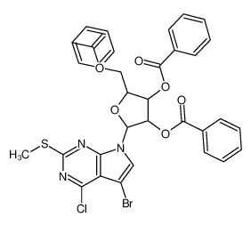 2-((benzoyloxy)methyl)-5-(5-bromo-4-chloro-2-(methylthio)-7H-pyrrolo[2,3-d]pyrimidin-7-yl)tetrahydrofuran-3,4-diyl dibenzoate CAS:29914-80-5 manufacturer & supplier