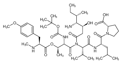 N-((3S,4R,5S)-4-amino-3-hydroxy-5-methylheptanoyl)-N-(N-(tert-butoxycarbonyl)-O-((S)-3-(4-methoxyphenyl)-2-(methylamino)propanoyl)-L-threonyl)-L-valyl-L-leucyl-L-proline CAS:387823-36-1 manufacturer & supplier