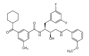 3-(cyclohexylcarbonyl)-N-{(1S,2R)-1-(3,5-difluorobenzyl)-2-hydroxy-3-[(3-methoxybenzyl)amino]propyl}-5-methylbenzamide CAS:388066-83-9 manufacturer & supplier