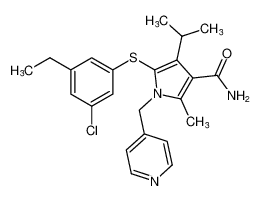 5-((3-chloro-5-ethylphenyl)thio)-4-isopropyl-2-methyl-1-(pyridin-4-ylmethyl)-1H-pyrrole-3-carboxamide CAS:388113-81-3 manufacturer & supplier