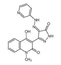 (Z)-4-hydroxy-1-methyl-3-(5-oxo-4-(2-(pyridin-3-yl)hydrazineylidene)-4,5-dihydro-1H-pyrazol-3-yl)quinolin-2(1H)-one_388569-02-6