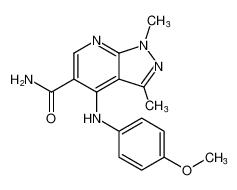 4-((4-methoxyphenyl)amino)-1,3-dimethyl-1H-pyrazolo[3,4-b]pyridine-5-carboxamide CAS:389057-92-5 manufacturer & supplier