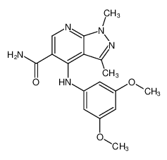 4-((3,5-dimethoxyphenyl)amino)-1,3-dimethyl-1H-pyrazolo[3,4-b]pyridine-5-carboxamide CAS:389057-96-9 manufacturer & supplier