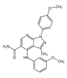 1H-Pyrazolo[3,4-b]pyridine-5-carboxamide,1-(4-methoxyphenyl)-4-[(3-methoxyphenyl)amino]-3-methyl- CAS:389058-33-7 manufacturer & supplier