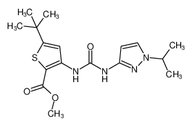 methyl 5-(tert-butyl)-3-(3-(1-isopropyl-1H-pyrazol-3-yl)ureido)thiophene-2-carboxylate CAS:389069-92-5 manufacturer & supplier