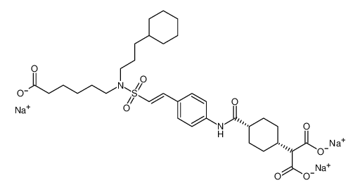 Propanedioic acid,[cis-4-[[[4-[(1E)-2-[[(5-carboxypentyl)(3-cyclohexylpropyl)amino]sulfonyl]ethenyl]phenyl]amino]carbonyl]cyclohexyl]-, trisodium salt CAS:389140-30-1 manufacturer & supplier