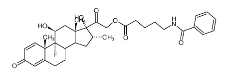 5-Benzoylamino-pentanoic acid 2-((9R,10S,11S,13S,16R,17R)-9-fluoro-11,17-dihydroxy-10,13,16-trimethyl-3-oxo-6,7,8,9,10,11,12,13,14,15,16,17-dodecahydro-3H-cyclopenta[a]phenanthren-17-yl)-2-oxo-ethyl ester CAS:38933-04-9 manufacturer & suppli