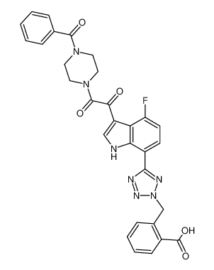 2-(5-{3-[2-(4-Benzoyl-piperazin-1-yl)-2-oxo-acetyl]-4-fluoro-1H-indol-7-yl}-tetrazol-2-ylmethyl)-benzoic acid CAS:389629-79-2 manufacturer & supplier