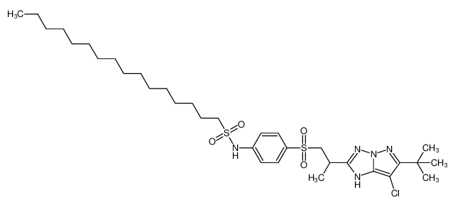 N-(4-((2-(6-(tert-butyl)-7-chloro-1H-pyrazolo[1,5-b][1,2,4]triazol-2-yl)propyl)sulfonyl)phenyl)hexadecane-1-sulfonamide CAS:389631-97-4 manufacturer & supplier