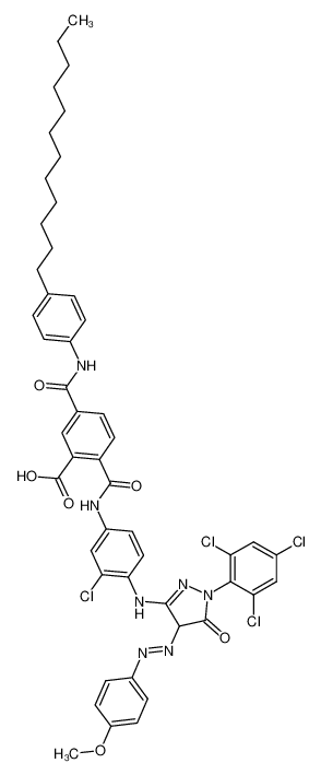 2-{3-chloro-4-[4-(4-methoxy-phenylhydrazono)-5-oxo-1-(2,4,6-trichloro-phenyl)-4,5-dihydro-1H-pyrazol-3-ylamino]-phenylcarbamoyl}-5-(4-dodecyl-phenylcarbamoyl)-benzoic acid CAS:3905-01-9 manufacturer & supplier