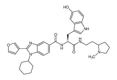 1-cyclohexyl-2-(furan-3-yl)-N-((2S)-3-(5-hydroxy-1H-indol-3-yl)-1-((2-(1-methylpyrrolidin-2-yl)ethyl)amino)-1-oxopropan-2-yl)-1H-benzo[d]imidazole-5-carboxamide CAS:390810-51-2 manufacturer & supplier