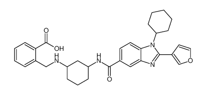 2-(((3-(1-cyclohexyl-2-(furan-3-yl)-1H-benzo[d]imidazole-5-carboxamido)cyclohexyl)amino)methyl)benzoic acid CAS:390813-52-2 manufacturer & supplier