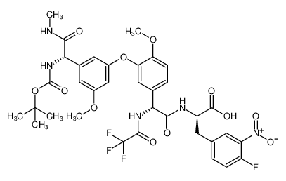 D-Phenylalanine,(2R)-2-[3-[3-[(1S)-1-[[(1,1-dimethylethoxy)carbonyl]amino]-2-(methylamino)-2-oxoethyl]-5-methoxyphenoxy]-4-methoxyphenyl]-N-(trifluoroacetyl)glycyl-4-fluoro-3-nitro- CAS:391213-80-2 manufacturer & supplier