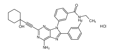 3-(6-amino-8-(3-fluorophenyl)-2-((1-hydroxycyclohexyl)ethynyl)-9H-purin-9-yl)-N-ethylbenzamide hydrochloride CAS:391248-59-2 manufacturer & supplier