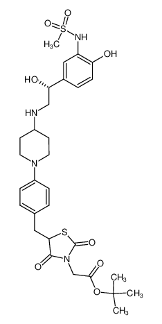 5-[[4-[4-[[(R)-2-hydroxy-2-[4-hydroxy-3-[(methylsulfonyl)amino]phenyl]ethyl]amino]-1-piperidinyl]phenyl]methyl]-2,4-dioxo-3-thiazolidineacetic acid tert-butyl-ester CAS:391905-31-0 manufacturer & supplier