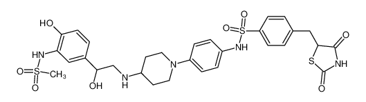 4-[(2,4-dioxo-1,3-thiazolidin-5-yl)methyl]-N-(4-{4-[(2-hydroxy-2-{4-hydroxy-3-[(methylsulfonyl)amino]phenyl}ethyl)amino]-1-piperidinyl}phenyl)benzenesulfonamide CAS:391908-21-7 manufacturer & supplier