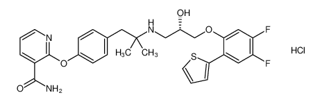 (S)-2-(4-(2-((3-(4,5-difluoro-2-(thiophen-2-yl)phenoxy)-2-hydroxypropyl)amino)-2-methylpropyl)phenoxy)nicotinamide hydrochloride CAS:391923-84-5 manufacturer & supplier