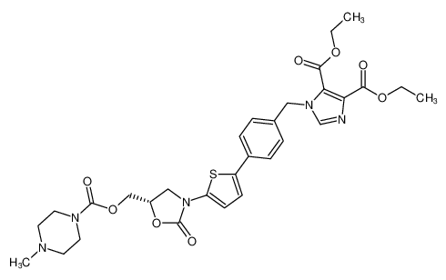 1H-Imidazole-4,5-dicarboxylic acid,1-[[4-[5-[(5S)-5-[[[(4-methyl-1-piperazinyl)carbonyl]oxy]methyl]-2-oxo-3-oxazolidinyl]-2-thienyl]phenyl]methyl]-, diethyl ester CAS:392682-46-1 manufacturer & supplier