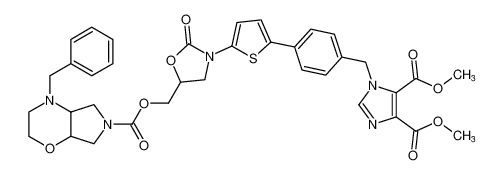 dimethyl 1-(4-(5-(5-(((4-benzyloctahydropyrrolo[3,4-b][1,4]oxazine-6-carbonyl)oxy)methyl)-2-oxooxazolidin-3-yl)thiophen-2-yl)benzyl)-1H-imidazole-4,5-dicarboxylate CAS:392682-86-9 manufacturer & supplier