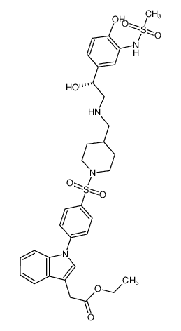 {1-[4-(4-{[(2R)-2-Hydroxy-2-(4-hydroxy-3-methanesulfonylamino-phenyl)-ethylamino]-methyl}-piperidine-1-sulfonyl)-phenyl]-1H-indol-3-yl}-acetic acid ethyl ester CAS:392689-19-9 manufacturer & supplier