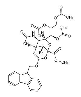 (1S,5S,7R,8R,9R)-8-Acetylamino-9-bromo-3-(9H-fluoren-9-ylmethoxy)-7-((1S,2R)-1,2,3-triacetoxy-propyl)-4,6-dioxa-2-aza-bicyclo[3.3.1]non-2-ene-5-carboxylic acid methyl ester CAS:392712-44-6 manufacturer & supplier