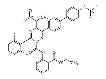 Benzoic acid,2-[[[3-(2,6-difluorophenyl)-5-(1-nitroethyl)-6-[4'-(trifluoromethoxy)[1,1'-biphenyl]-4-yl]-1,2,4-triazin-2(5H)-yl]carbonyl]amino]-, ethyl ester CAS:393059-55-7 manufacturer & supplier