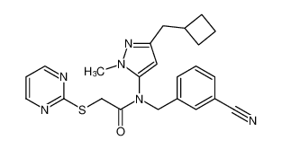 N-(3-cyanobenzyl)-N-(3-(cyclobutylmethyl)-1-methyl-1H-pyrazol-5-yl)-2-(pyrimidin-2-ylthio)acetamide CAS:393577-49-6 manufacturer & supplier