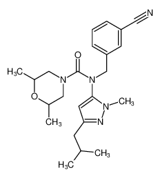 4-Morpholinecarboxamide,N-[(3-cyanophenyl)methyl]-2,6-dimethyl-N-[1-methyl-3-(2-methylpropyl)-1H-pyrazol-5-yl]- CAS:393577-83-8 manufacturer & supplier