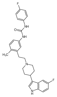 3-[1-(2-{5-[3-(4-Fluorophenyl)ureido]-2-methylphenyl}ethyl)piperidin-4-yl]-5-fluoro-1H-indole CAS:393836-76-5 manufacturer & supplier