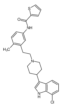 3-[1-(2-{2-Methyl-5-[(thiophen-2-ylmethanoyl)amino]phenyl}ethyl)piperidin-4-yl]-7-chloro-1H-indole CAS:393836-93-6 manufacturer & supplier