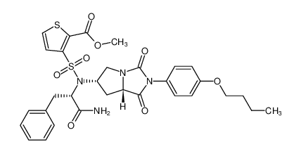 methyl 3-(N-((S)-1-amino-1-oxo-3-phenylpropan-2-yl)-N-((6S,7aS)-2-(4-butoxyphenyl)-1,3-dioxohexahydro-1H-pyrrolo[1,2-c]imidazol-6-yl)sulfamoyl)thiophene-2-carboxylate CAS:393876-37-4 manufacturer & supplier