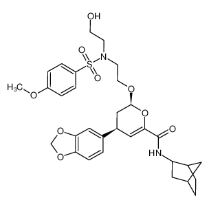 (2S,4S)-4-(benzo[d][1,3]dioxol-5-yl)-N-((1R,2S,4S)-bicyclo[2.2.1]heptan-2-yl)-2-(2-((N-(2-hydroxyethyl)-4-methoxyphenyl)sulfonamido)ethoxy)-3,4-dihydro-2H-pyran-6-carboxamide CAS:395072-37-4 manufacturer & supplier