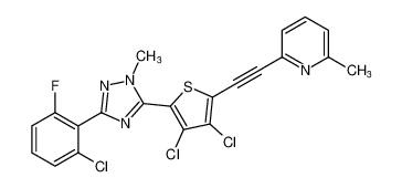 2-((3,4-dichloro-5-(3-(2-chloro-6-fluorophenyl)-1-methyl-1H-1,2,4-triazol-5-yl)thiophen-2-yl)ethynyl)-6-methylpyridine CAS:395081-94-4 manufacturer & supplier