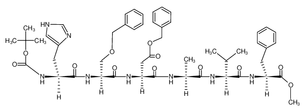 (S)-3-{(S)-3-Benzyloxy-2-[(S)-2-tert-butoxycarbonylamino-3-(1H-imidazol-4-yl)-propionylamino]-propionylamino}-N-{(S)-1-[(S)-1-((S)-1-methoxycarbonyl-2-phenyl-ethylcarbamoyl)-2-methyl-propylcarbamoyl]-ethyl}-succinamic acid benzyl ester CAS:3