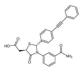 rel-2-((2R,5R)-3-(3-carbamoylphenyl)-4-oxo-2-(4-(phenylethynyl)phenyl)thiazolidin-5-yl)acetic acid CAS:396081-23-5 manufacturer & supplier