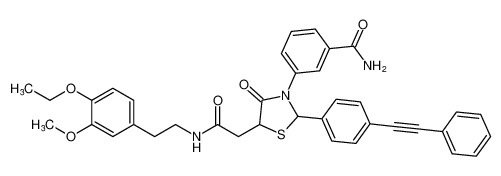 3-(5-(2-((4-ethoxy-3-methoxyphenethyl)amino)-2-oxoethyl)-4-oxo-2-(4-(phenylethynyl)phenyl)thiazolidin-3-yl)benzamide CAS:396083-59-3 manufacturer & supplier