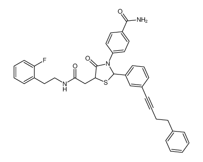 4-(5-(2-((2-fluorophenethyl)amino)-2-oxoethyl)-4-oxo-2-(3-(4-phenylbut-1-yn-1-yl)phenyl)thiazolidin-3-yl)benzamide CAS:396085-06-6 manufacturer & supplier