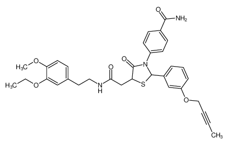 4-(2-(3-(but-2-yn-1-yloxy)phenyl)-5-(2-((3-ethoxy-4-methoxyphenethyl)amino)-2-oxoethyl)-4-oxothiazolidin-3-yl)benzamide CAS:396086-46-7 manufacturer & supplier