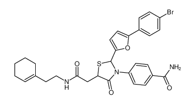 4-(2-(5-(4-bromophenyl)furan-2-yl)-5-(2-((2-(cyclohex-1-en-1-yl)ethyl)amino)-2-oxoethyl)-4-oxothiazolidin-3-yl)benzamide CAS:396086-73-0 manufacturer & supplier