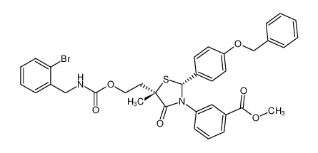 rel-methyl 3-((2R,5S)-2-(4-(benzyloxy)phenyl)-5-(2-(((2-bromobenzyl)carbamoyl)oxy)ethyl)-5-methyl-4-oxothiazolidin-3-yl)benzoate CAS:396088-96-3 manufacturer & supplier