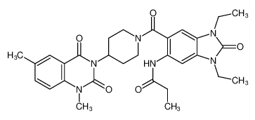 N-(6-(4-(1,6-dimethyl-2,4-dioxo-1,4-dihydroquinazolin-3(2H)-yl)piperidine-1-carbonyl)-1,3-diethyl-2-oxo-2,3-dihydro-1H-benzo[d]imidazol-5-yl)propionamide CAS:396651-21-1 manufacturer & supplier