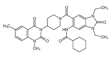 N-(6-(4-(1,6-dimethyl-2,4-dioxo-1,4-dihydroquinazolin-3(2H)-yl)piperidine-1-carbonyl)-1,3-diethyl-2-oxo-2,3-dihydro-1H-benzo[d]imidazol-5-yl)cyclohexanecarboxamide CAS:396651-24-4 manufacturer & supplier