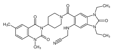 2-((6-(4-(1,6-dimethyl-2,4-dioxo-1,4-dihydroquinazolin-3(2H)-yl)piperidine-1-carbonyl)-1,3-diethyl-2-oxo-2,3-dihydro-1H-benzo[d]imidazol-5-yl)amino)acetonitrile CAS:396651-35-7 manufacturer & supplier