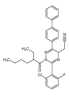 1,2,4-Triazine-5-acetonitrile,6-[1,1'-biphenyl]-4-yl-3-(2-chloro-6-fluorophenyl)-2-(2-ethyl-1-oxohexyl)-2,5-dihydro- CAS:397256-61-0 manufacturer & supplier