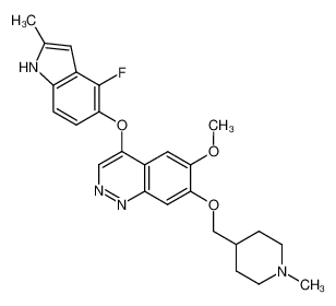 4-(4-fluoro-2-methylindol-5-yloxy)-6-methoxy-7-(1-methylpiperidin-4-ylmethoxy)cinnoline CAS:398127-84-9 manufacturer & supplier