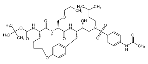 ((13S)-{2-[(4-acetylamino-benzenesulfonyl)-(3-methylbutyl)-amino]-(1R)-hydroxy-ethyl}-8,11-dioxo-(10S)-propoxymethyl-2-oxa-9,12-diaza-bicyclo[13.2.2]nonadeca-1(18),15(19),16-trien-(7S)-yl)-carbamic acid tert-butyl ester CAS:398526-36-8 manuf